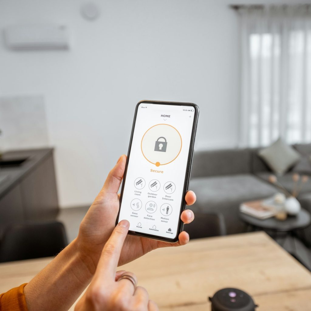 Smartphone with security application indoors