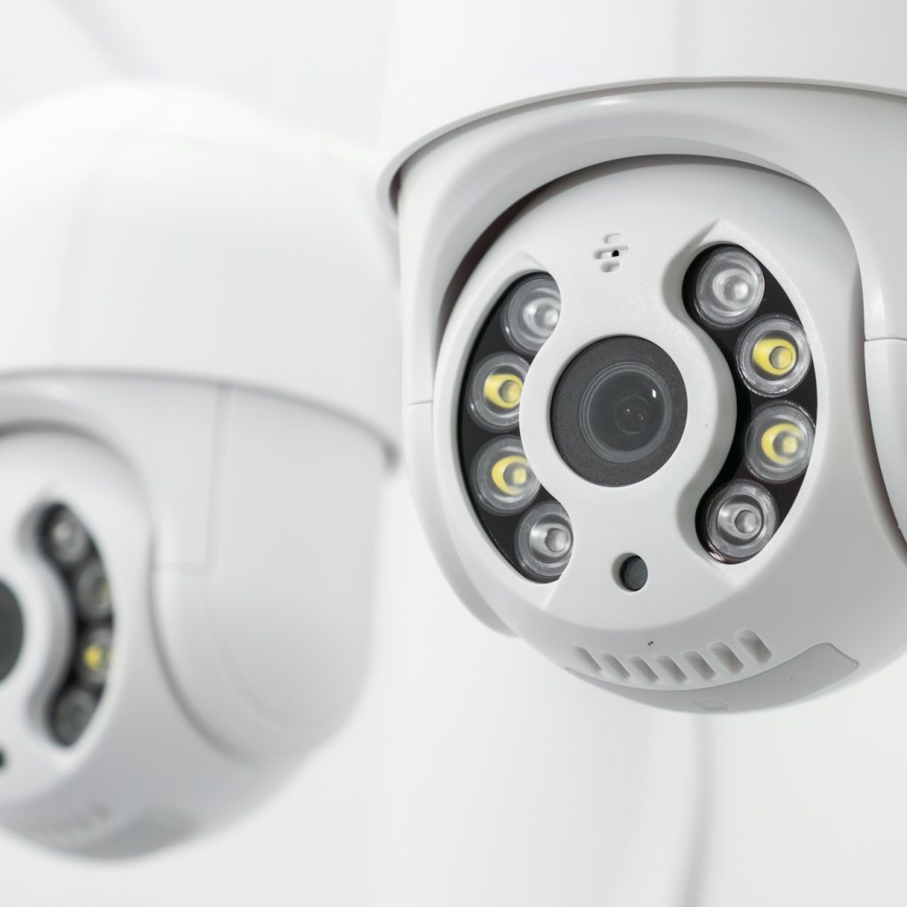 Surveillance cameras hanging on the wall for security and safety home